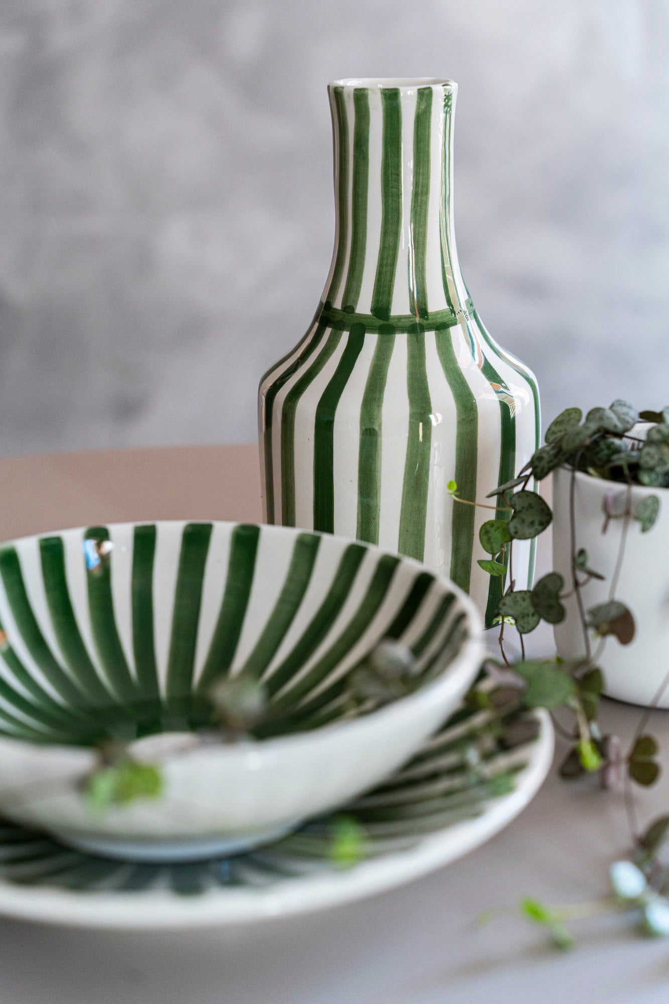 Ray - Green | Handmade Green Vase/Bottle - V004