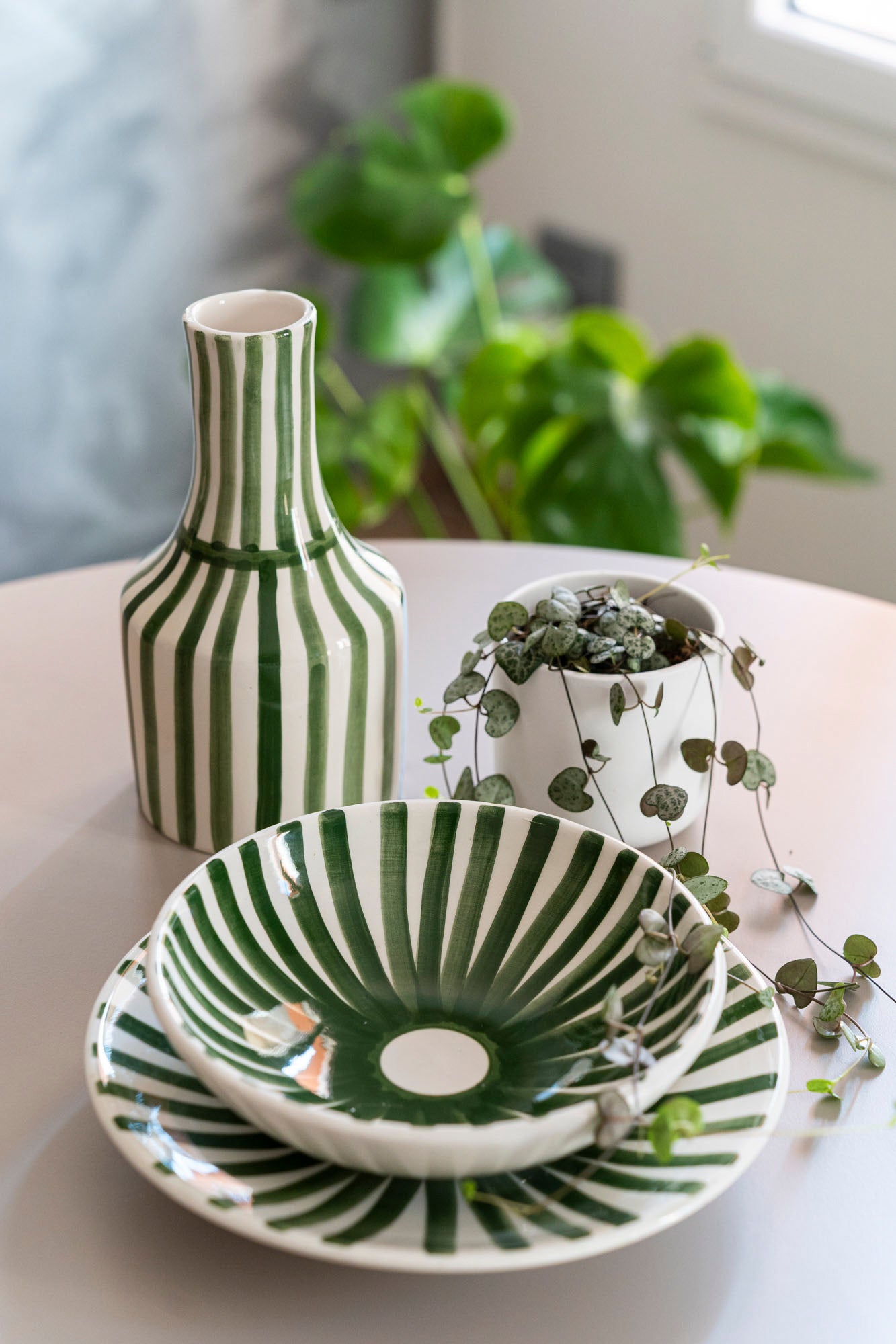 Ray - Green | Handmade Green Vase/Bottle - V004